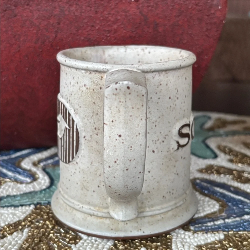 Onion River Pottery Speckled Ceramic Coffee Mug SONY Embossed Rustic Stoneware